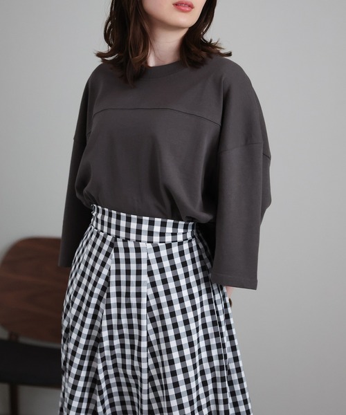 CREARE -LINO-(クレアーレリノ)の「【USAコットン】ヘビーウエイト オーバーサイズ ビック フットボール ルーズ Tシャツ<ユニセックス>(Tシャツ/カットソー・メンズ・アイボリー/ブラック/ホワイト/ネイビー/チャコールグレー/ブラウン/ブラック系その他・L/XL/M)」の8枚目の写真