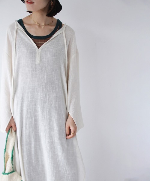 Crisp（クリスプ）の「リボンガーゼカフタンワンピース（ワンピース・レディース・アイボリー/レッド・FREE）」の6枚目の写真