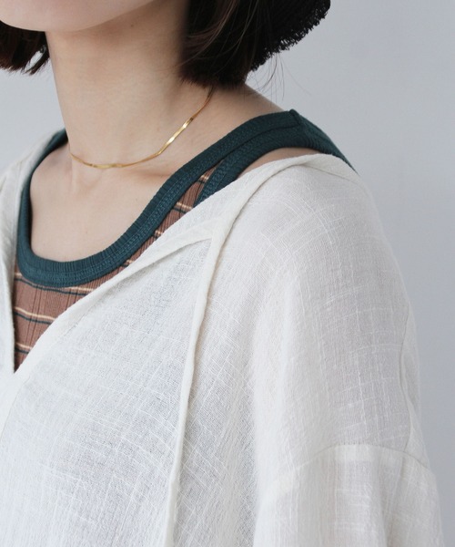 Crisp（クリスプ）の「リボンガーゼカフタンワンピース（ワンピース・レディース・アイボリー/レッド・FREE）」の9枚目の写真