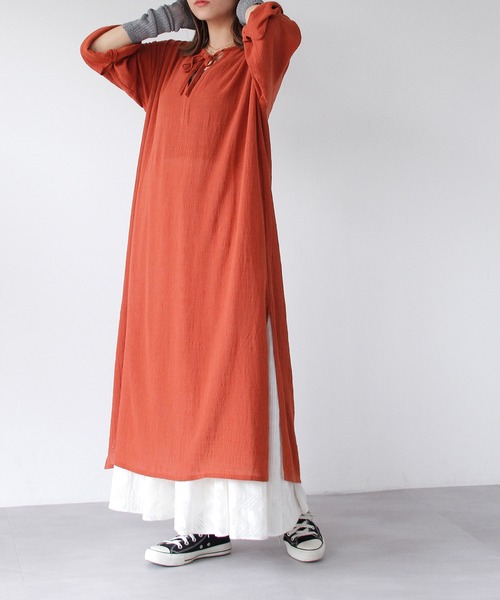 Crisp（クリスプ）の「リボンガーゼカフタンワンピース（ワンピース・レディース・アイボリー/レッド・FREE）」の15枚目の写真