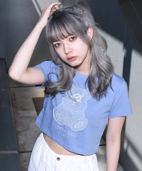 OY(オーワイ)の「『OY/オーワイ』CUTTING PATCH ODOLLY CROP/カッティング オードリーパッチ ロゴ クロップ 半袖カットソー(Tシャツ/カットソー・レディース・ホワイト/ブラック/ライトブルー・FREE)」の15枚目の写真