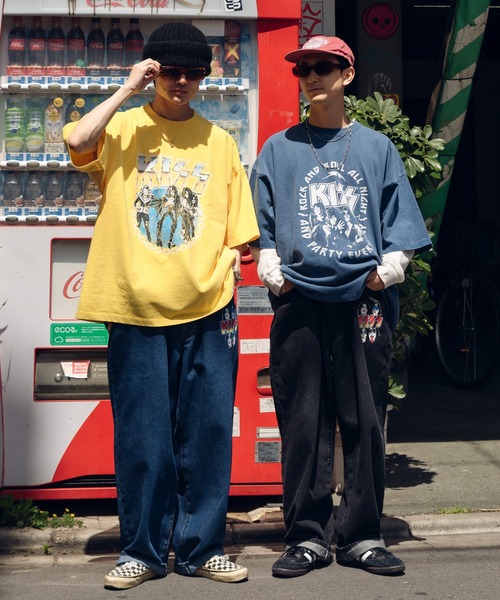 Perushu（ペルーシュ）の「Perushu/KISS ヴィンテージライクプリントTシャツ（Tシャツ/カットソー・メンズ・チャコールグレー/イエロー/ブルー系その他/イエロー系その他/ライトイエロー/グレー/ネイビー/ブルー/ダークグレー・MEDIUM/LARGE）」の12枚目の写真