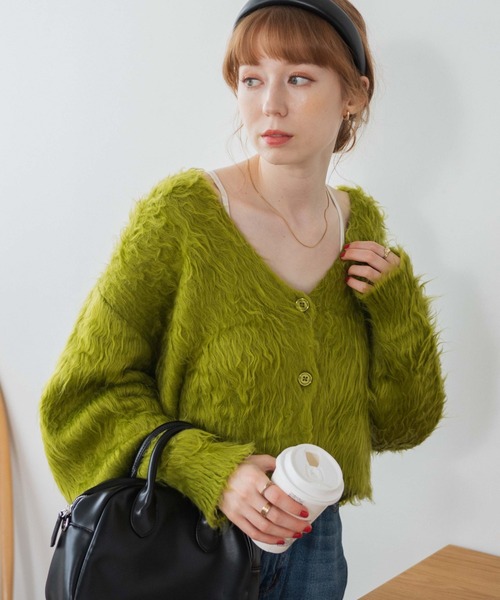 WEGO（ウィゴー）の「WEGO/ファータッチニットショートカーデ（カーディガン/ボレロ・レディース・ブルー/グリーン/アイボリー/ライトグレー・FREE）」の4枚目の写真