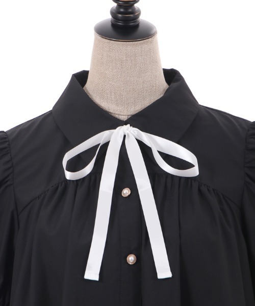 ベージュ】パフスリーブチュニックワンピ Puff Sleeve Tunic One