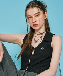 A'GEM/9 × .kom『 FANCY CLUB/ファンシークラブ』CRIMPY COLLAR OPEN SLEEVELESS/カラーオープンスリーブレス
