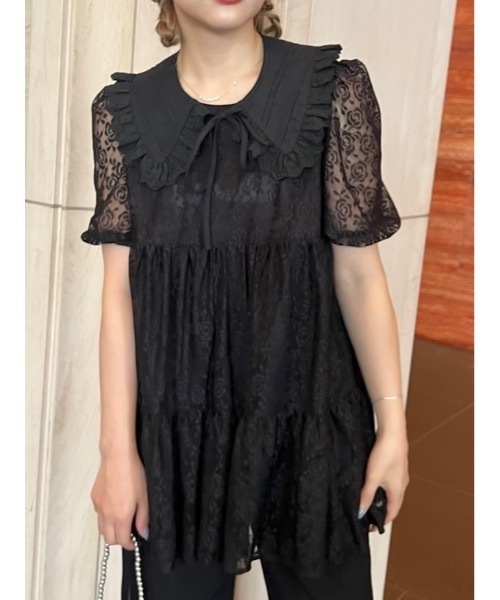 JUMELLE（ジュメロ）の「【スウェットやニットにも！】ロゴ付け襟（付け襟・レディース・ホワイト/ブラック・FREE）」の2枚目の写真