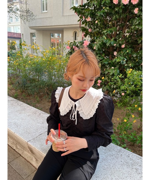 JUMELLE（ジュメロ）の「【スウェットやニットにも！】ロゴ付け襟（付け襟・レディース・ホワイト/ブラック・FREE）」の4枚目の写真