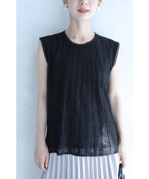 セール】ティアードコットンレースドッキングTEE（Tシャツ