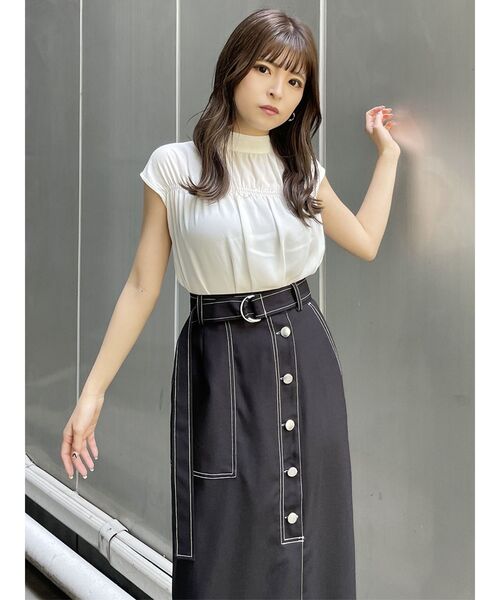 MURUA（ムルーア）の「アシメフロントボタンスカート（スカート・レディース・ブラック/ブラウン・1/2）」の4枚目の写真