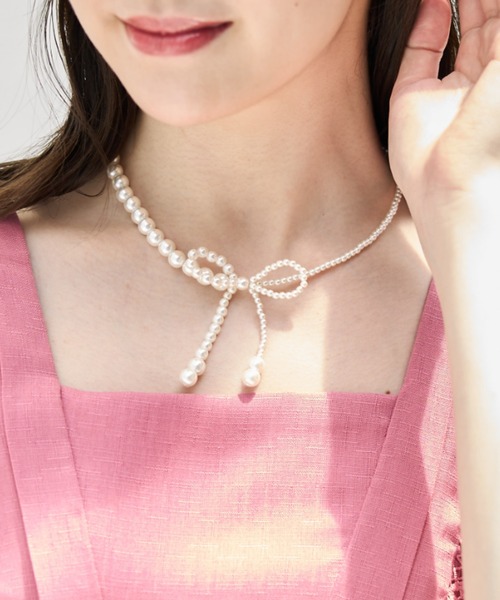 tocco closet（トッコ　クローゼット）の「パールリボンモチーフネックレス（ネックレス・レディース・その他・FREE）」の3枚目の写真