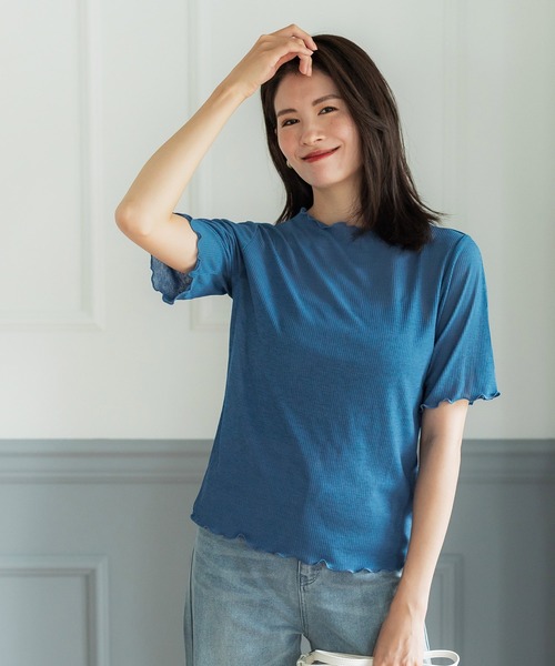 coca(coca)(コカ)の「シアーテレコメロートップス(Tシャツ/カットソー・レディース・ブラック/ブラウン/ブルー/アイボリー・S/M/L)」の4枚目の写真