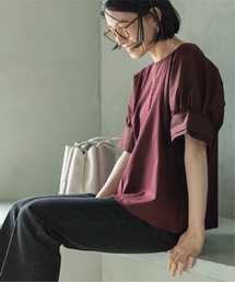 OPAQUE.CLIP | 異素材ボリューム袖カットソー/シルク調コットン【洗濯機洗い可】(Tシャツ/カットソー)
