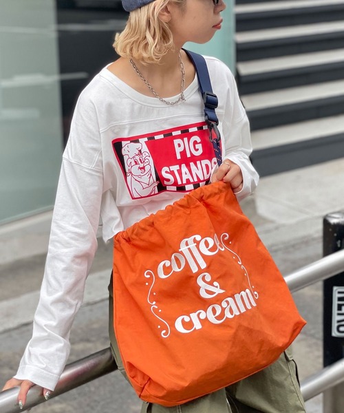 CIAOPANIC(チャオパニック)の「ロゴ刺繍ショルダーバッグ(ショルダーバッグ・レディース・オフホワイト/ブラック/オレンジ・FREE)」の1枚目の写真