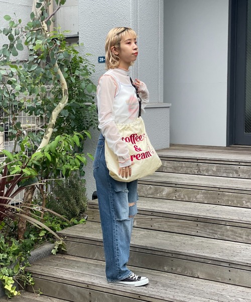 CIAOPANIC(チャオパニック)の「ロゴ刺繍ショルダーバッグ(ショルダーバッグ・レディース・オフホワイト/ブラック/オレンジ・FREE)」の5枚目の写真