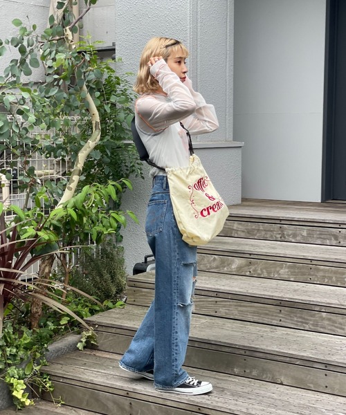 CIAOPANIC(チャオパニック)の「ロゴ刺繍ショルダーバッグ(ショルダーバッグ・レディース・オフホワイト/ブラック/オレンジ・FREE)」の6枚目の写真