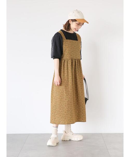 ehka sopo(エヘカソポ)の「花柄ジャンスカ(ワンピース・レディース・キナリ/グリーン/ブラウン・F)」の5枚目の写真