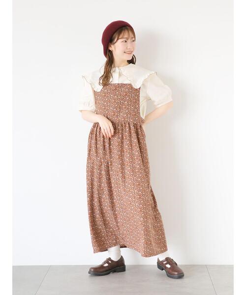 ehka sopo(エヘカソポ)の「花柄ジャンスカ(ワンピース・レディース・キナリ/グリーン/ブラウン・F)」の13枚目の写真