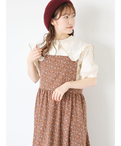 ehka sopo(エヘカソポ)の「花柄ジャンスカ(ワンピース・レディース・キナリ/グリーン/ブラウン・F)」の17枚目の写真