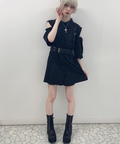 SPINNS(スピンズ)の「フェイクレザーレースアップ厚底シューズ(ブーツ・レディース・ブラック・M/L/LL)」の21枚目の写真