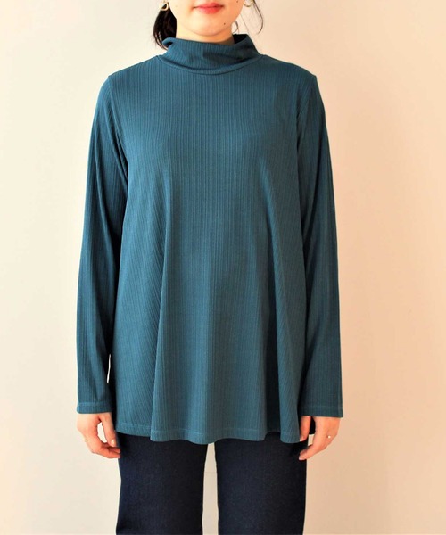 leswel(レスウェル)の「【L~5L 大きいサイズ】ランダムテレコ ボトルネック カットソー(Tシャツ/カットソー・レディース・ブラック/グレー/ブルー・4L/5L/L/3L/LL)」の11枚目の写真