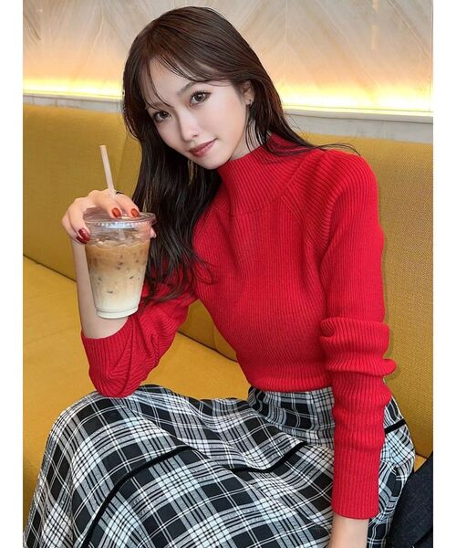 RESEXXY（リゼクシー）の「ハイネックベーシックニットトップス（ニット/セーター・レディース・ブラック/ホワイト/チャコールグレー/その他1/レッド・FREE）」の22枚目の写真