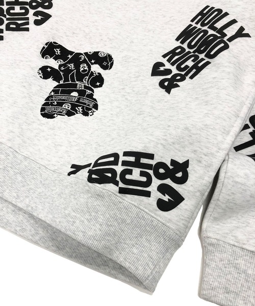 【Hollywood Rich.&】裏起毛スウェット / 総柄プリント オーバーサイズ ルーズパーカー（パーカー）｜ADMIX/ATELIER SAB MEN（アドミックスアトリエサブメン）