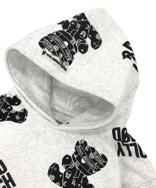 【Hollywood Rich.&】裏起毛スウェット / 総柄プリント オーバーサイズ ルーズパーカー（パーカー）｜ADMIX/ATELIER SAB MEN（アドミックスアトリエサブメン）