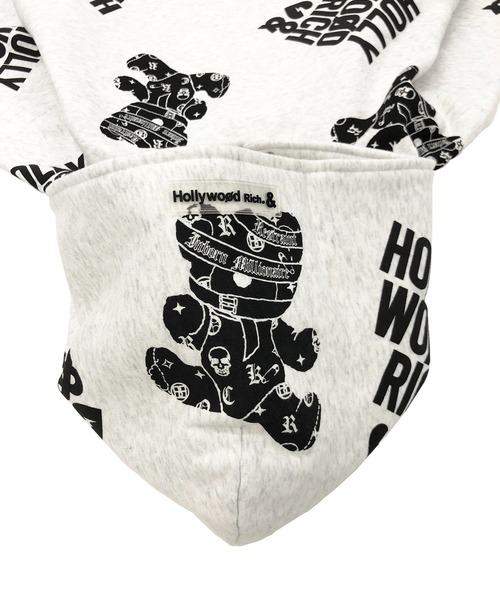 【Hollywood Rich.&】裏起毛スウェット / 総柄プリント オーバーサイズ ルーズパーカー（パーカー）｜ADMIX/ATELIER SAB MEN（アドミックスアトリエサブメン）