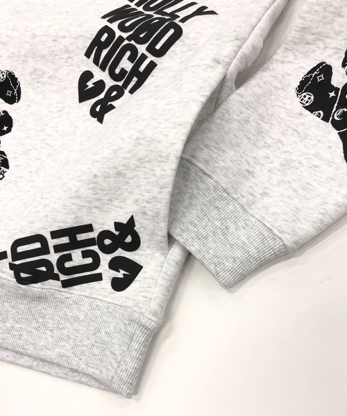 【Hollywood Rich.&】裏起毛スウェット / 総柄プリント オーバーサイズ ルーズパーカー（パーカー）｜ADMIX/ATELIER SAB MEN（アドミックスアトリエサブメン）