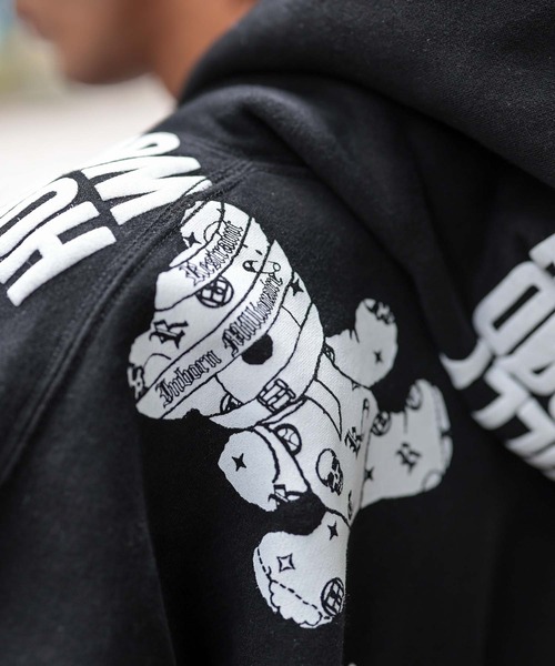 【Hollywood Rich.&】裏起毛スウェット / 総柄プリント オーバーサイズ ルーズパーカー（パーカー）｜ADMIX/ATELIER SAB MEN（アドミックスアトリエサブメン）