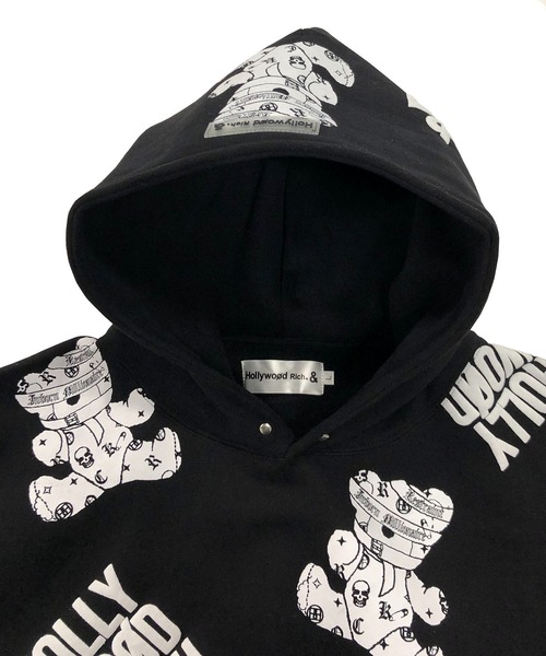 【Hollywood Rich.&】裏起毛スウェット / 総柄プリント オーバーサイズ ルーズパーカー（パーカー）｜ADMIX/ATELIER SAB MEN（アドミックスアトリエサブメン）