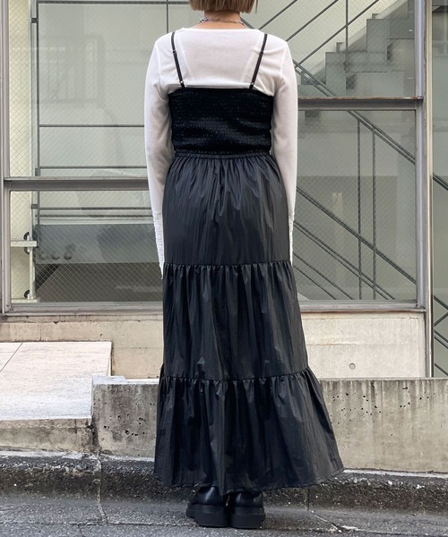 CIAOPANIC（チャオパニック）の「コーティングレザーティアードキャミ