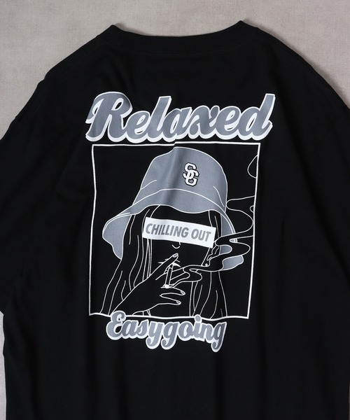 MODISH GAZE（モディシュガゼ）の「MODISH GAZE スモーキングガールRelaxed半袖Tシャツ（Tシャツ/カットソー・メンズ・ホワイト×グレー/ホワイト×ブルー/ブラック×ブルー/ブラック×グレー・XL/L/M）」の22枚目の写真