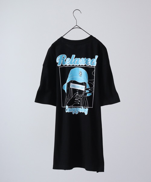 MODISH GAZE（モディシュガゼ）の「MODISH GAZE スモーキングガールRelaxed半袖Tシャツ（Tシャツ/カットソー・メンズ・ホワイト×グレー/ホワイト×ブルー/ブラック×ブルー/ブラック×グレー・XL/L/M）」の20枚目の写真