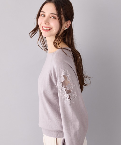 alotta（アロッタ）の「上品きれい見えレース刺しゅうニット（ニット/セーター・レディース・ホワイト/ネイビー/ラベンダー・LL/M/L/3L）」の11枚目の写真