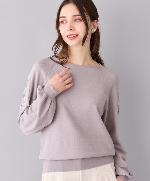 alotta（アロッタ）の「上品きれい見えレース刺しゅうニット（ニット/セーター・レディース・ホワイト/ネイビー/ラベンダー・LL/M/L/3L）」の13枚目の写真