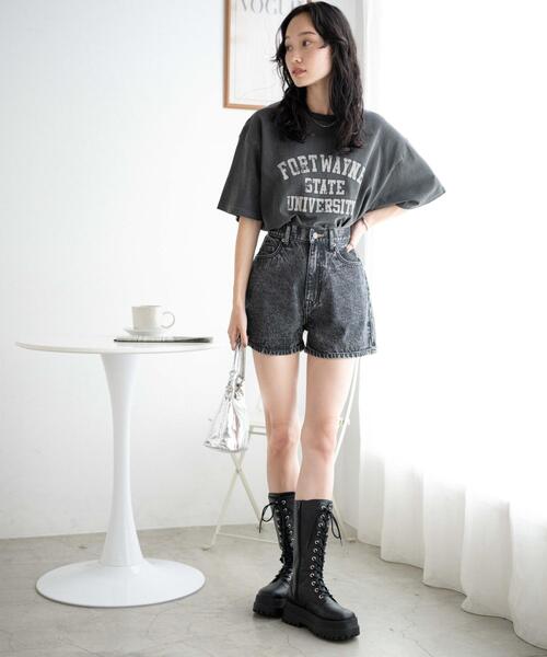 WEGO(ウィゴー)の「WEGO/デニム台形ショートパンツ(デニムパンツ・レディース・ブラック/ダークインディゴブルー/ブラック系その他/コバルトブルー・LARGE/SMALL/X-LARGE/MEDIUM/X-SMALL)」の20枚目の写真