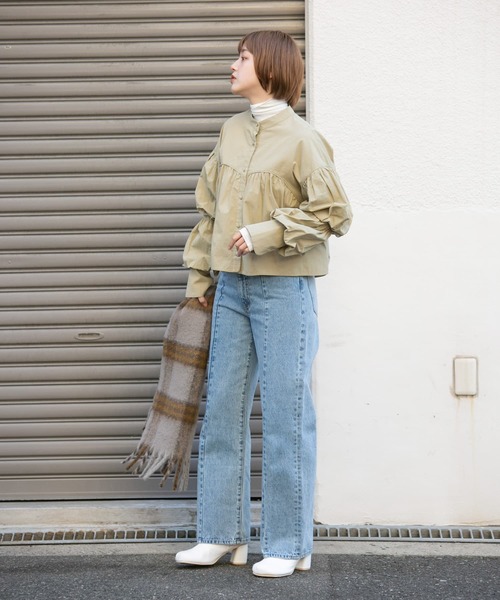 KBF（ケイビーエフ）の「ダブルスリーブギャザーシャツ（シャツ/ブラウス・レディース・ダークブラウン/アイボリー/ベージュ系その他・ONE）」の22枚目の写真