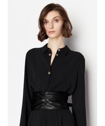 アルマーニエクスチェンジ シャツ ワンピース ノースリーブ ひざ丈 フレア 白 アルマーニエクスチェンジ シャツ ワンピース ノースリーブ ひざ