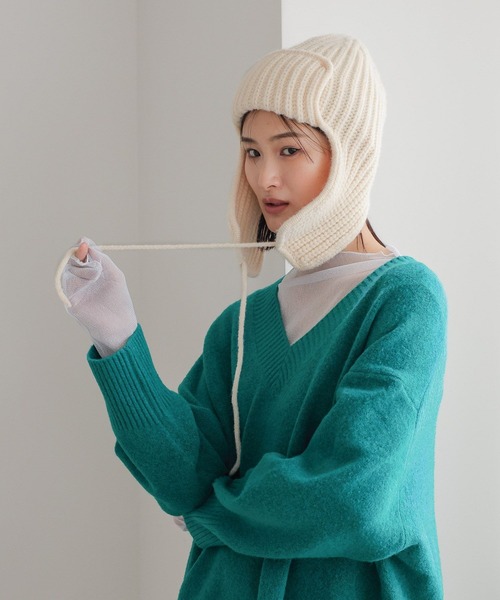 LOWRYS FARM（ローリーズファーム）の「ニットフライトワッチ　984207（ニットキャップ/ビーニー・レディース・グレー/アイボリー・FREE）」の5枚目の写真