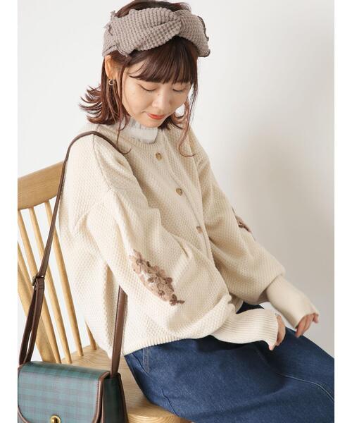 ehka sopo（エヘカソポ）の「袖刺繍カーディガン（カーディガン/ボレロ