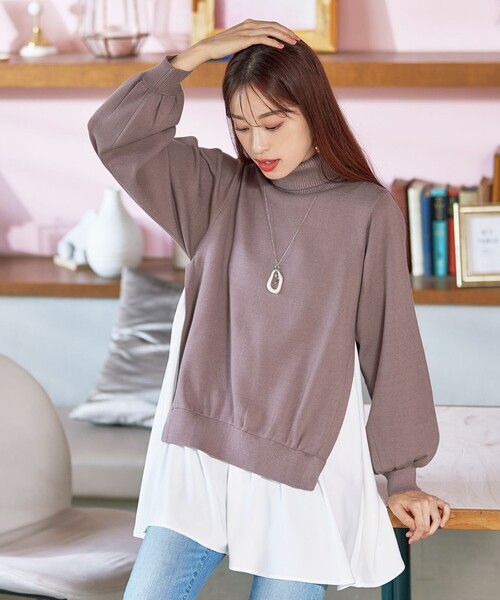 【洗える】コンビフレアニットトップス（ニット/セーター）｜Tiaclasse（ティアクラッセ）