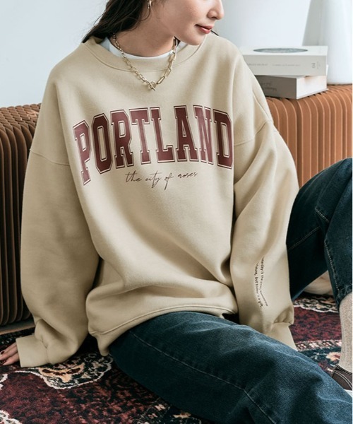 kirakiraShop(キラキラショップ)の「ロゴプリント 裏起毛 スウェット プルオーバー(スウェット・レディース・チャコール/グリーン/杢グレー/ブルー/ブラック/カーキ/ライトベージュ・FREE)」の5枚目の写真