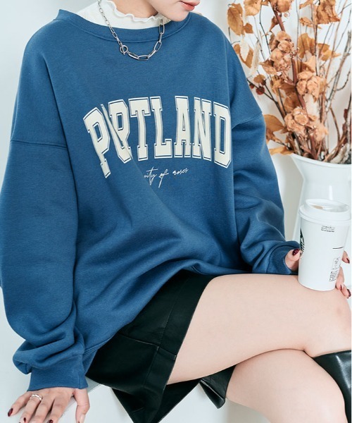 kirakiraShop(キラキラショップ)の「ロゴプリント 裏起毛 スウェット プルオーバー(スウェット・レディース・チャコール/グリーン/杢グレー/ブルー/ブラック/カーキ/ライトベージュ・FREE)」の17枚目の写真