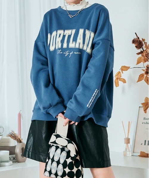 kirakiraShop(キラキラショップ)の「ロゴプリント 裏起毛 スウェット プルオーバー(スウェット・レディース・チャコール/グリーン/杢グレー/ブルー/ブラック/カーキ/ライトベージュ・FREE)」の18枚目の写真