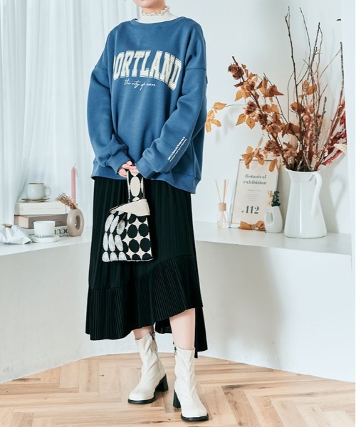 kirakiraShop(キラキラショップ)の「ロゴプリント 裏起毛 スウェット プルオーバー(スウェット・レディース・チャコール/グリーン/杢グレー/ブルー/ブラック/カーキ/ライトベージュ・FREE)」の21枚目の写真