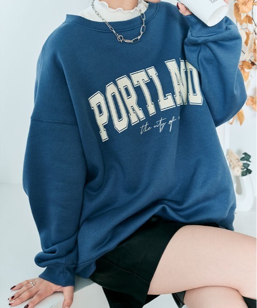 kirakiraShop(キラキラショップ)の「ロゴプリント 裏起毛 スウェット プルオーバー(スウェット・レディース・チャコール/グリーン/杢グレー/ブルー/ブラック/カーキ/ライトベージュ・FREE)」の22枚目の写真