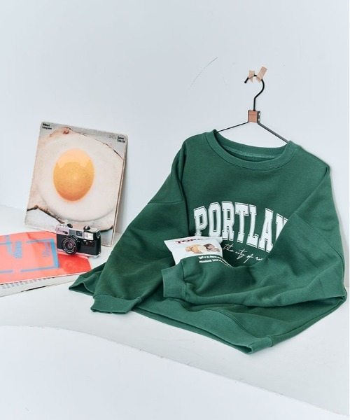 kirakiraShop(キラキラショップ)の「ロゴプリント 裏起毛 スウェット プルオーバー(スウェット・レディース・チャコール/グリーン/杢グレー/ブルー/ブラック/カーキ/ライトベージュ・FREE)」の13枚目の写真