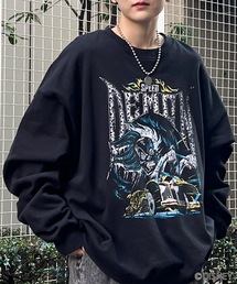 【Disney / ディズニー】VILLAINS / ヴィランズ ビッグシルエット ヴィンテージライク ピグメント加工 レトロプリントスウェットプルオーバー ユニセックス