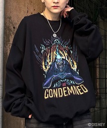 【Disney / ディズニー】VILLAINS / ヴィランズ ビッグシルエット ヴィンテージライク ピグメント加工 レトロプリントスウェットプルオーバー ユニセックス